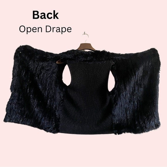 CATHERINE MALANDRINO sz.S draped rabbit fur black high-low vest like new - Picture 6 of 11